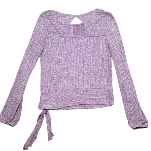 IZ Byer Light Weight Long Sleeve Side Tie Sweater Cut Out Back Size Large Junior - Picture 7 of 8